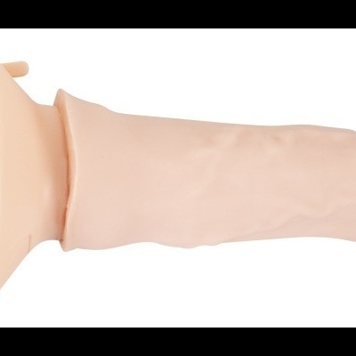 Vibrador realista cor pele com cabo e base circular