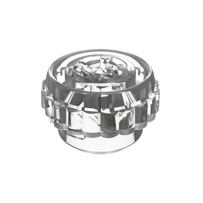 Objeto redondo transparente com padrão facetado