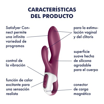 Vibrador roxo de silicone com duas pontas e botões de controlo