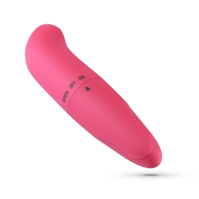 Vibrador rosa de silicone com marcações OPEN OFF ON