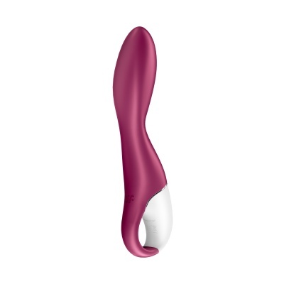 Vibrador ergonómico bordô e branco com alça curvada