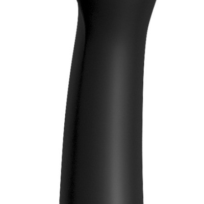 Produto preto de silicone com forma alongada, ponta arredondada e base com ventosa