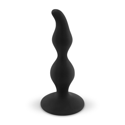 Plug anal preto de silicone com protuberâncias e base larga