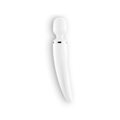 Vibrador branco liso com detalhe prateado