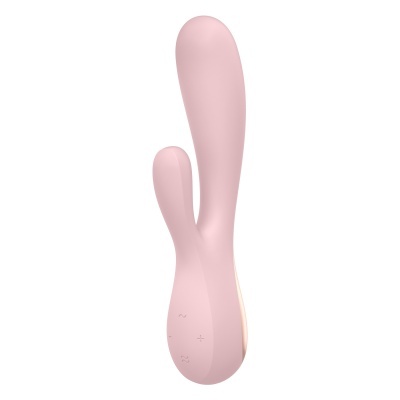 Vibrador rosa com duas extremidades de diferente tamanho e botões na base