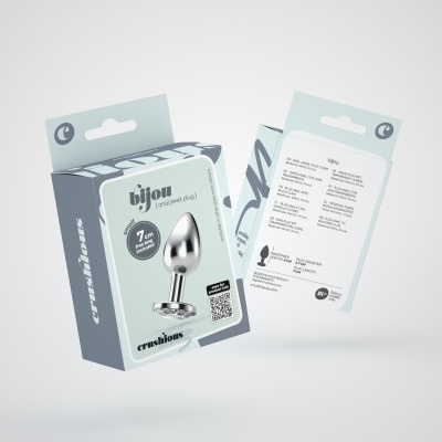 Embalagens de plug anal metálico prateado 'bijou' da marca 'crushions'