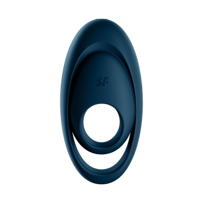 Anel azul escuro em silicone com design oval e logo 
