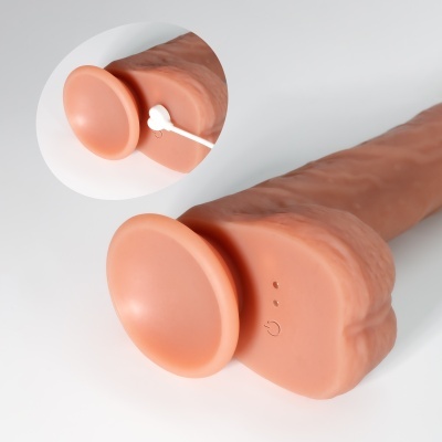 Dildo realista com ventosa em tom pele e textura veiculada