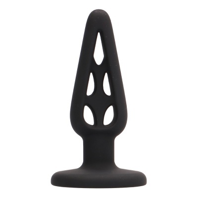 Plug anal preto em silicone com design oco