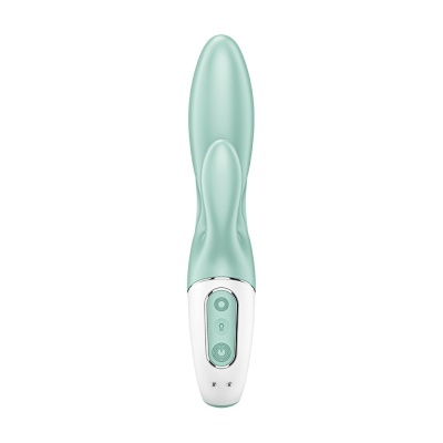 Vibrador verde com base branca e botões