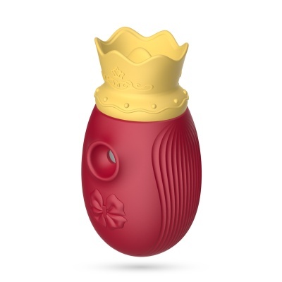 Dispositivo vermelho com coroa amarela e textura estriada