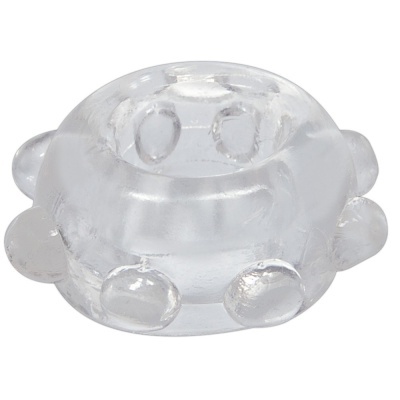Objeto transparente redondo com saliências arredondadas em plástico