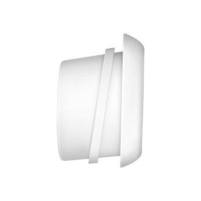 Tabuleiro e tampa de plástico brancos vistos de lado