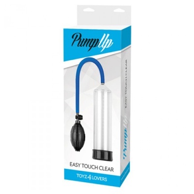 Embalagem do produto Pump Up EASY TOUCH CLEAR com bomba manual e tubo azul