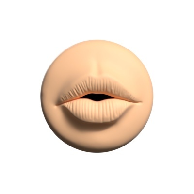 Esfera cor pele com relevo de lábios entreabertos