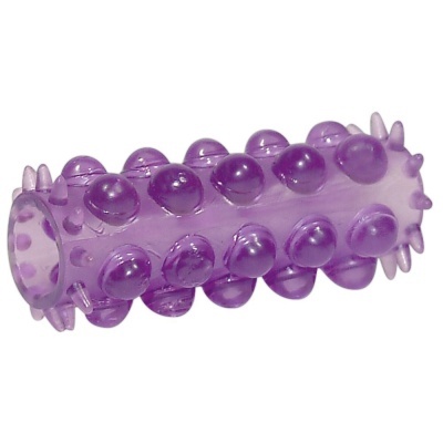 Cilindro roxo translúcido com bolhas e picos em relevo