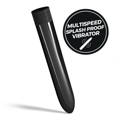 Vibrador preto com selo MULTISPEED SPLASH PROOF VIBRATOR