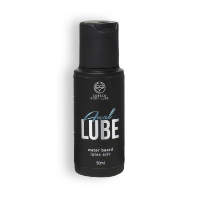 Frasco preto de lubrificante corporal Cobeco Anal Lube 50ml