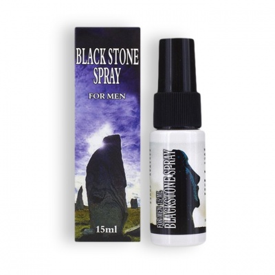 Frasco e embalagem de spray Black Stone Spray para homens 15 ml
