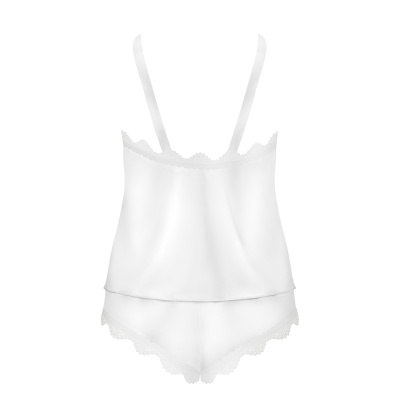 Conjunto de pijama feminino branco com regata e calção com renda