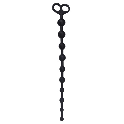 Conjunto de bolas anais pretas em silicone com cabo em forma de argola