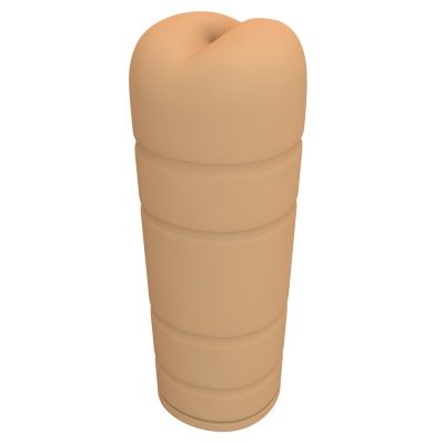 Objeto cilíndrico bege com superfície lisa e topo arredondado franzido