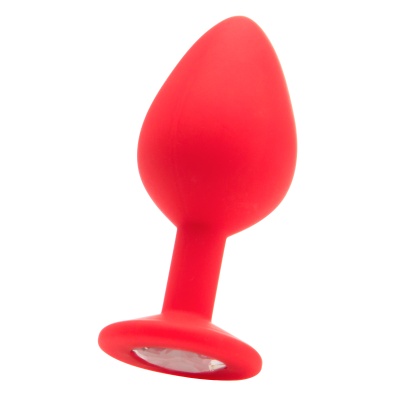 Plug anal vermelho com base e pedra transparente