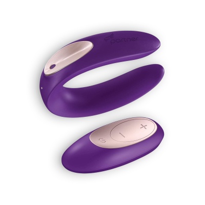 Dispositivo vibrador roxo com controle remoto dourado claro