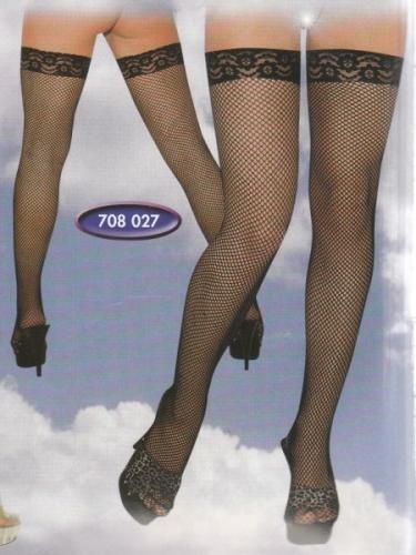 Meia arrastão preta com renda superior e salto alto