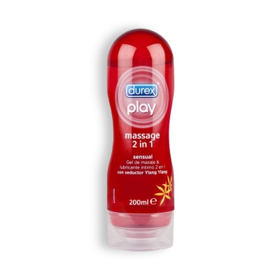 Frasco vermelho de gel Durex Play Massage 2 em 1 200 ml