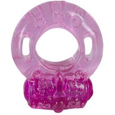 Anel para peniano rosado translúcido com texturas e duas alças laterais