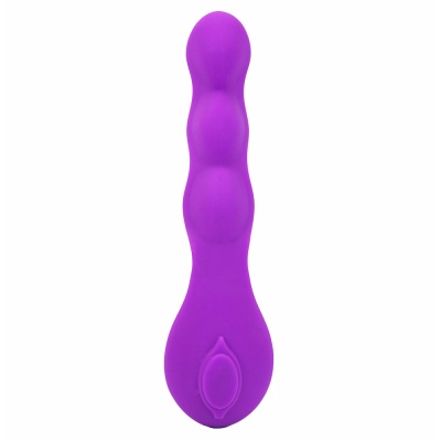 Vibrador roxo em silicone com três esferas e botão na base
