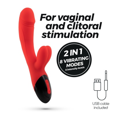 Vibrador vermelho com controle e cabo USB