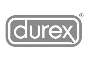 Logótipo da marca 'durex' preto em retângulo arredondado sobre fundo branco