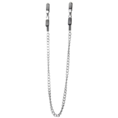 Cordão para óculos com corrente metálica prateada e fixações pretas