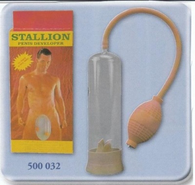 Dispositivo de desenvolvimento peniano Stallion com bombinha e embalagem