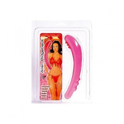 Produto silicone rosa curvado em embalagem blister com cartão Alien Ridgeback