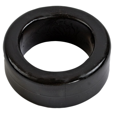 anel preto circular de material brilhante com furo no meio