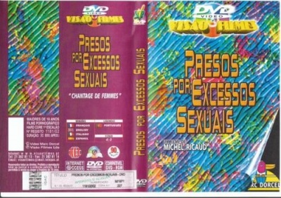 Capa DVD Presos por Excesso Sexuais com fundo colorido ondulado