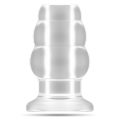 Objeto cilíndrico translúcido de vidro fosco com relevo em três segmentos