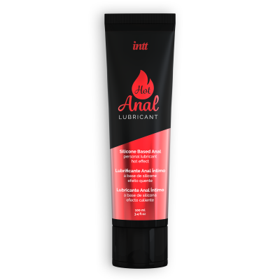 Tubo preto e rosa de lubrificante anal de silicone Hot Anal da marca Intt.