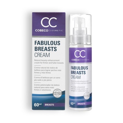 Frasco e embalagem de creme Fabulous Breasts da Cobeco Cosmetic, 60 ml
