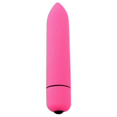 Vibrador pessoal rosa com botão preto na base
