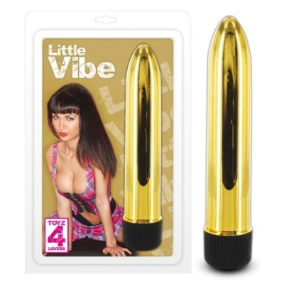 Vibrador dourado metálico com embalagem dourada e selo rosa TOYZ 4 LOVERS