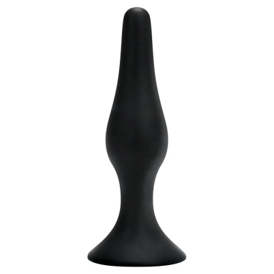 Plug anal preto de silicone com base larga