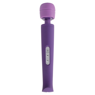 Vibrador massajador roxo com botão de controlo