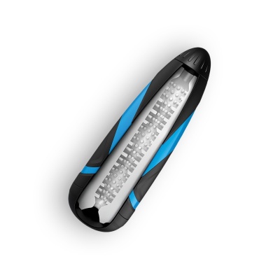 Prancha oval com textura massageadora e detalhes azuis