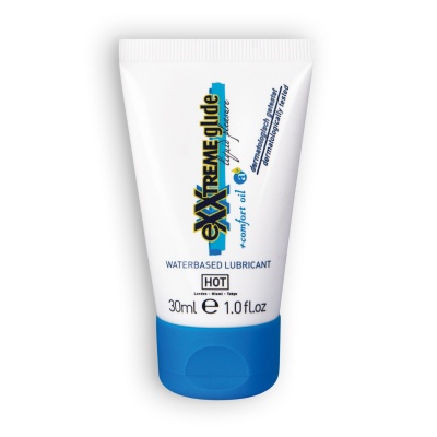 Tubo branco com tampa azul de lubrificante eXtreme Glide HOT 30ml