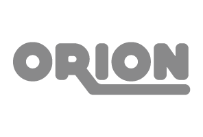 Logótipo cinzento com a palavra ORION em maiúsculas