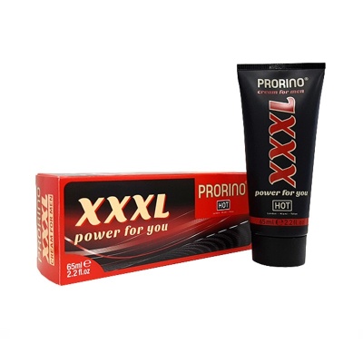Tubo preto e caixa vermelha e preta do creme PROBINO XXXL power for you para homens